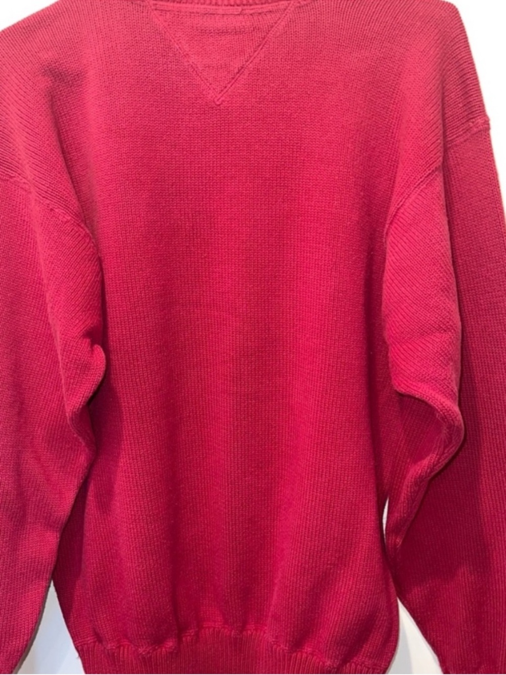 Tommy Hilfiger Mens Red 100% Cotton Crewneck Crest Sweater Large - Picture 5 of 9